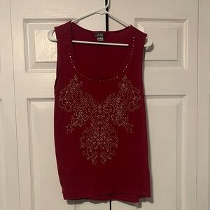 Dots Hot Pink Sparkle Burgundy With Gold Sparkle Embellished Tank Top